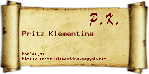Pritz Klementina névjegykártya
